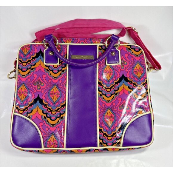 Double Dutch Club Pink Purple Floral Vinyl Laptop Bag Strap Handle - Picture 1 of 11